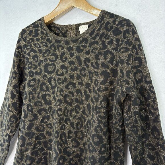 Chico's Animal Print Sweater Metallic Long Sleeve Wool Blend Womens Size 3 (XL) - Picture 2 of 6